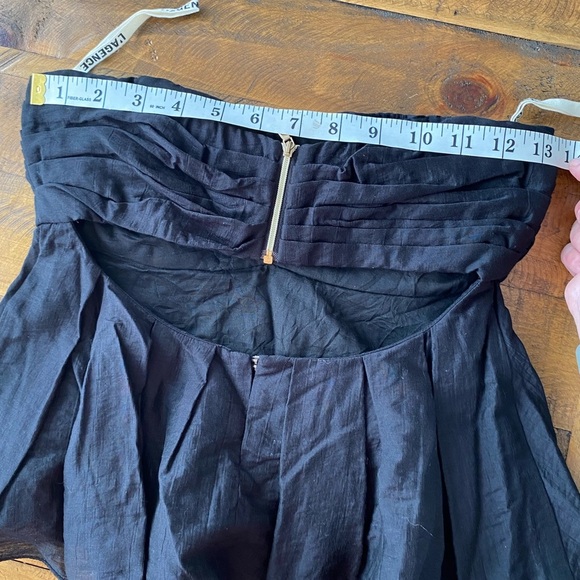 L’Agence Black Peplum Strapless Sleeveless Top Blouse Frilly Open Back Ruched - Picture 13 of 14